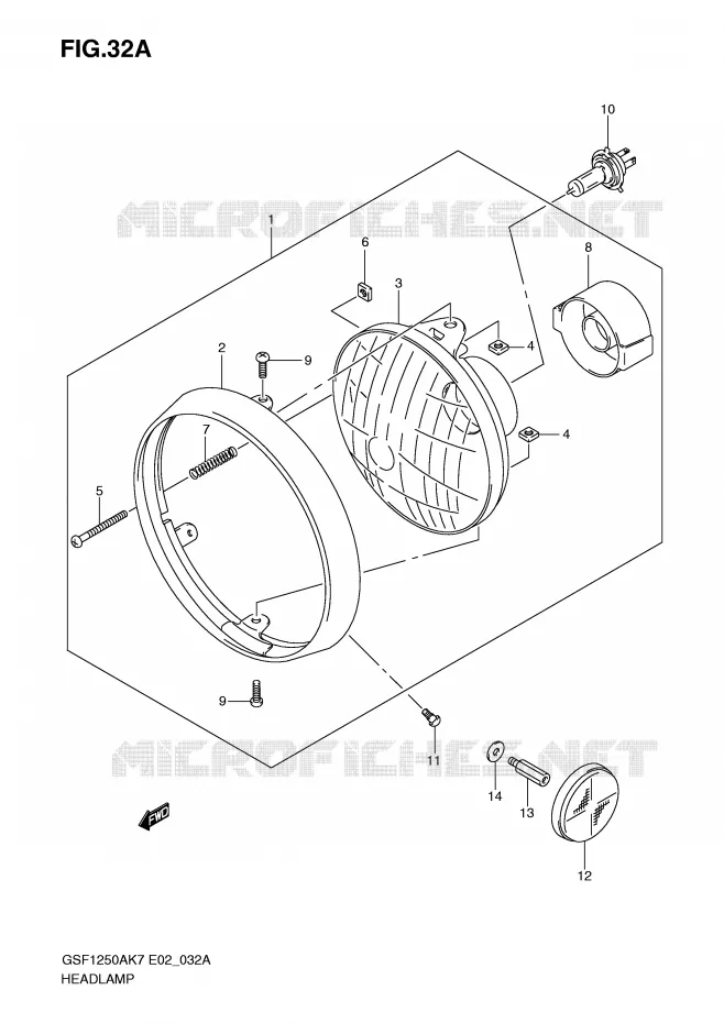 KOPLAMP (GSF1250K9/AK9 E24) Suzuki MOTO 1250 BANDIT-S 2007  GSF1250SAK7(E2)