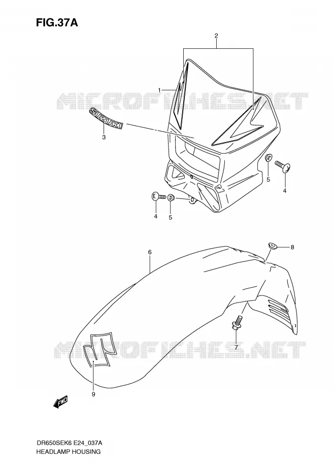 KOPLAMPBEHUIZING (MODEL K9/L0) Suzuki MOTO 650 DR 2009  DR650SEK9(E24)