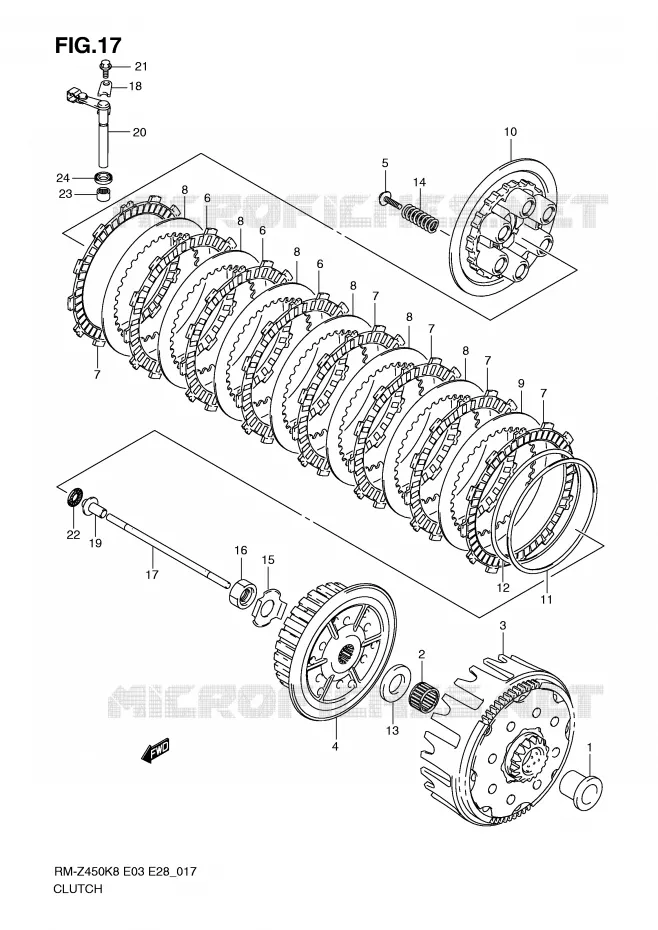 KOPPELING Suzuki MOTO 450 RM-Z 2010  RM-Z450L0(E3/E28)