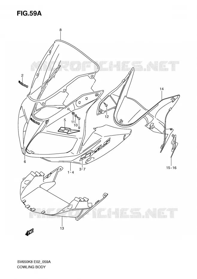 KUIP (MODEL K9 WITH COWLING) Suzuki MOTO 650 SV 2010  SV650SL0(E2)