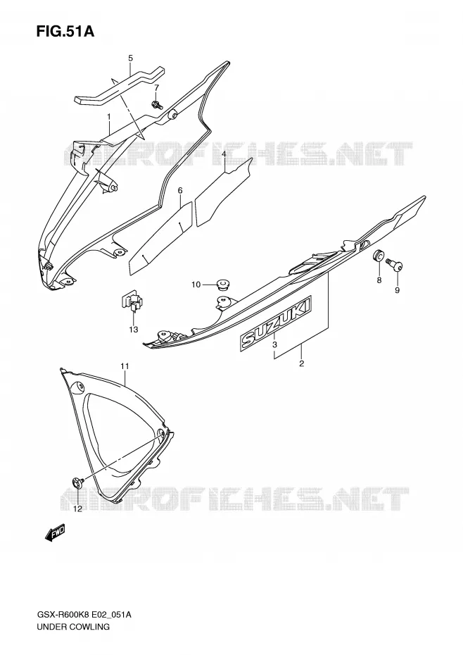 ONDER COWLING (MODEL K9) Suzuki MOTO 600 GSX-R 2009  GSX-R600UEK9(E2)