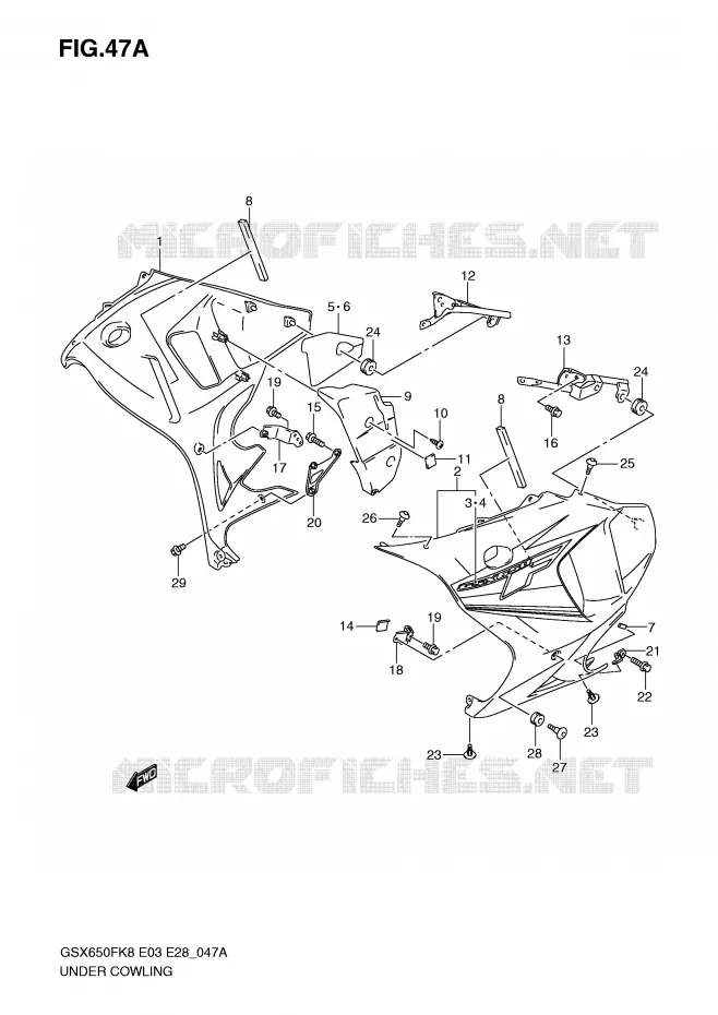 ONDER COWLING (MODEL K9) Suzuki MOTO 650 GSX-F 2009  GSX650FAK9(E3/E28)