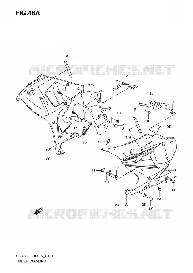 ONDER COWLING (MODEL K9) Suzuki MOTO 650 GSX-F 2010  GSX650FL0(E2)