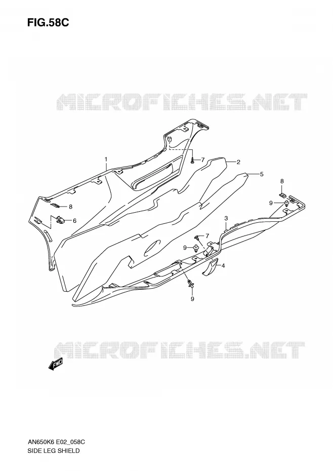 ONDERAANKLEDING (MODEL K9) Suzuki SCOOTER 650 BURGMAN 2006  AN650AK6(E2)