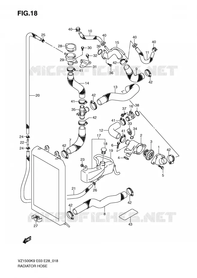 RADIATOR SLANG Suzuki MOTO 1500 BOULEVARD 2009  VZ1500K9(E3/E28)