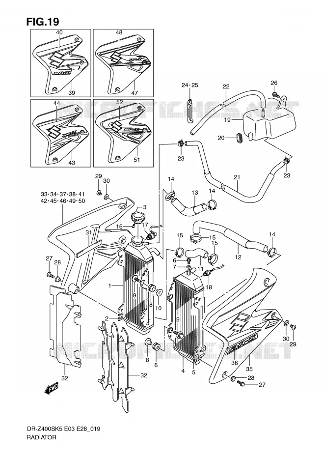 RADIATOR Suzuki MOTO 400 DR-Z 2007  DR-Z400SK7(E3/E28)