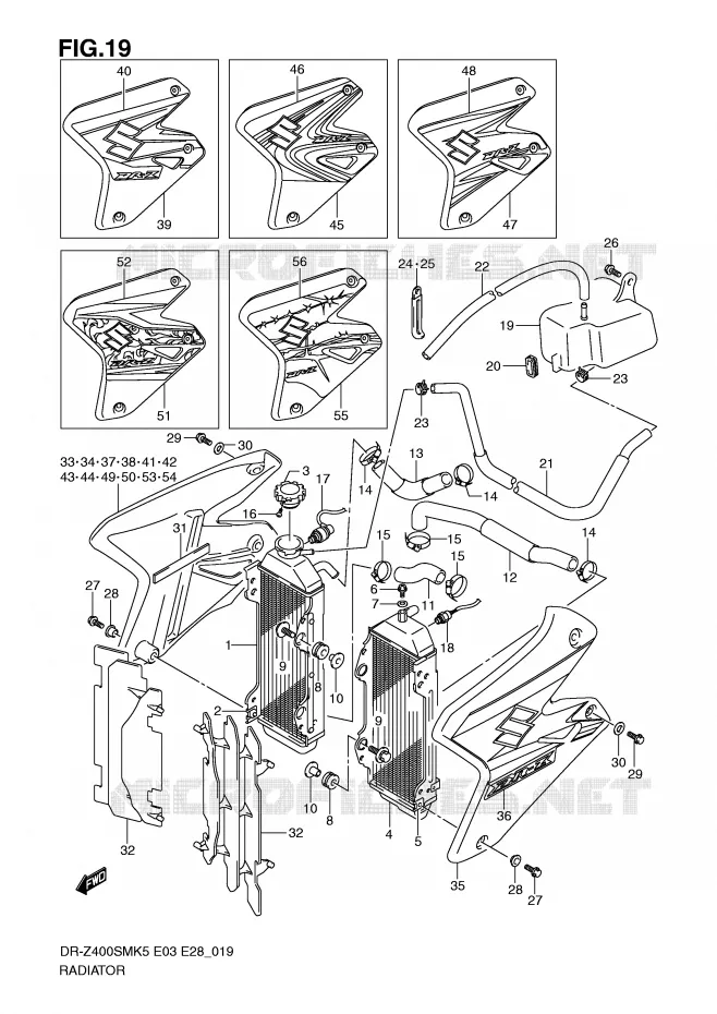 RADIATOR Suzuki MOTO 400 DR-Z 2009  DR-Z400SMK9(E3/E28)