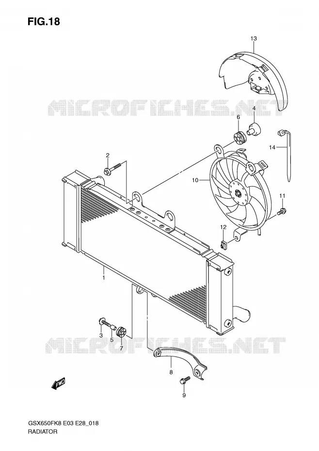 RADIATOR Suzuki MOTO 650 GSX-F 2009  GSX650FK9(E3/E28)