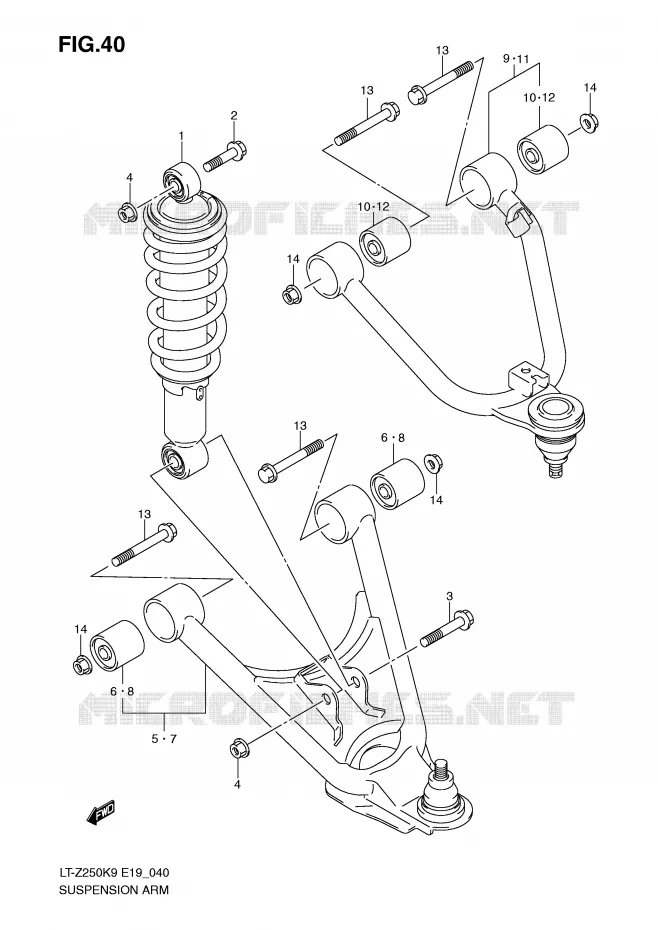 SCHOKDEMPER - VORKBEEN Suzuki QUAD 250 QUADSPORT 2010  LT-Z250ZL0(E19)