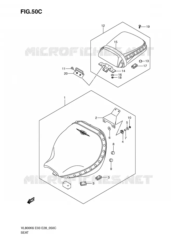 SEAT (VL800TK9/TL0) Suzuki MOTO 800 INTRUDER 2007  VL800TK7(E3/E28)