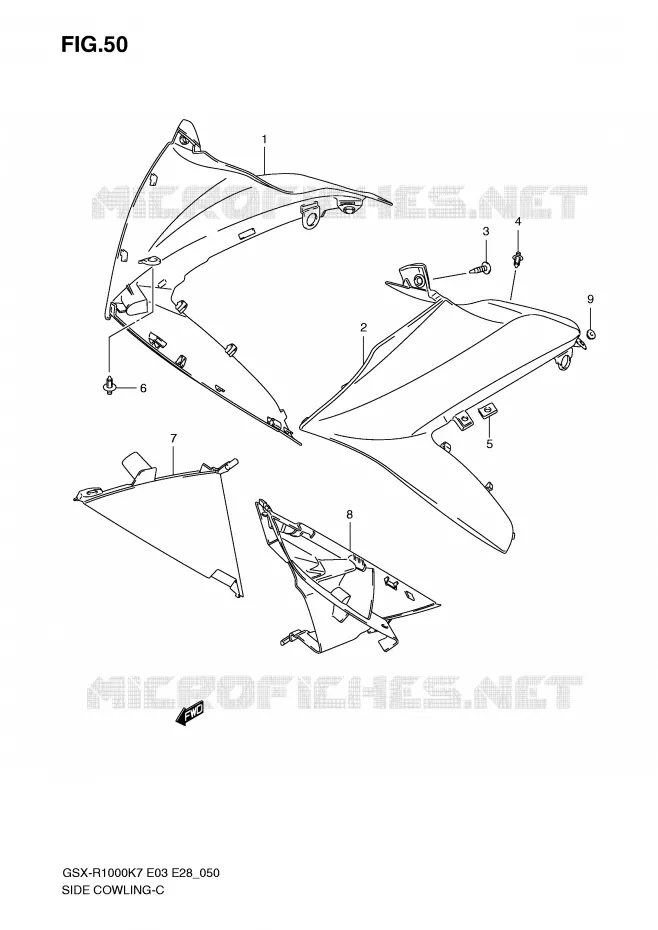 SIDE KUIP (MODEL K7) Suzuki MOTO 1000 GSX-R 2007  GSX-R1000K7(E28)