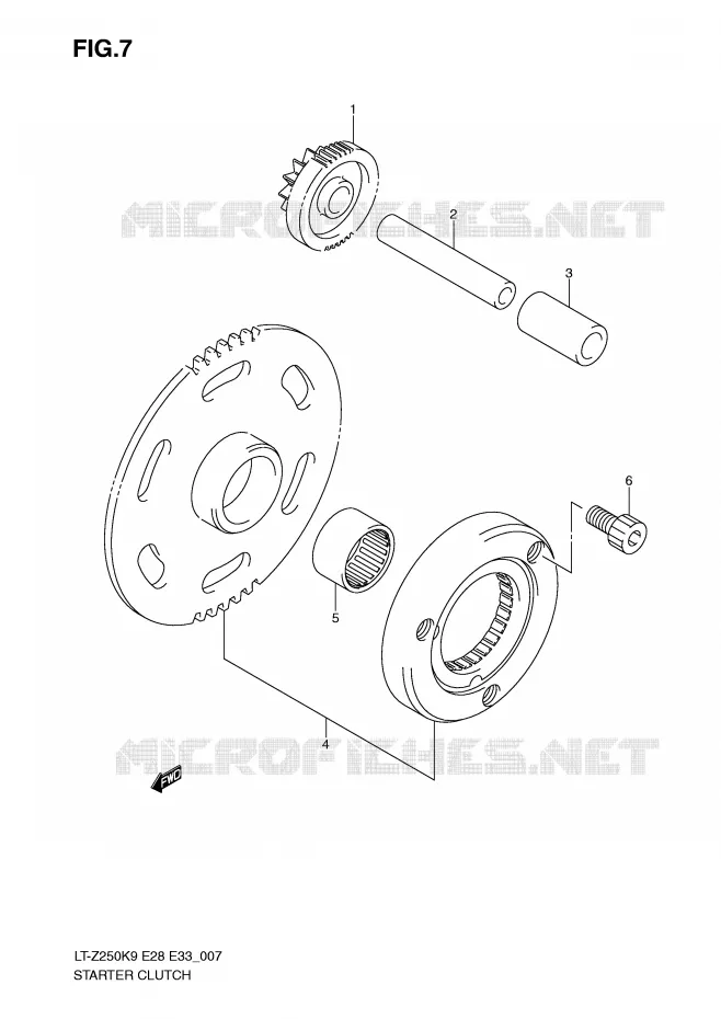 STARTMOTOR CLUTCH Suzuki QUAD 250 QUADSPORT 2009  LT-Z250K9(E28/E33)