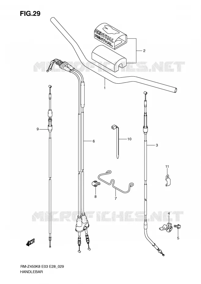 STUUR (RM-Z450K8/K9/L0) Suzuki MOTO 450 RM-Z 2011  RM-Z450L1(E3/E28)