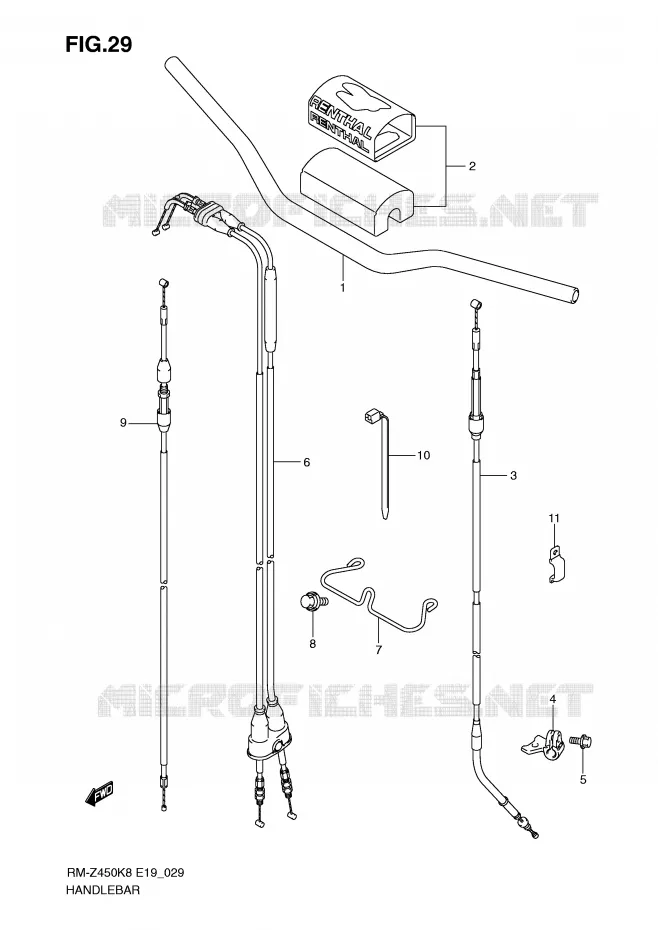 STUUR (RM-Z450K8/K9/L0) Suzuki MOTO 450 RM-Z 2012  RM-Z450L1(E19)