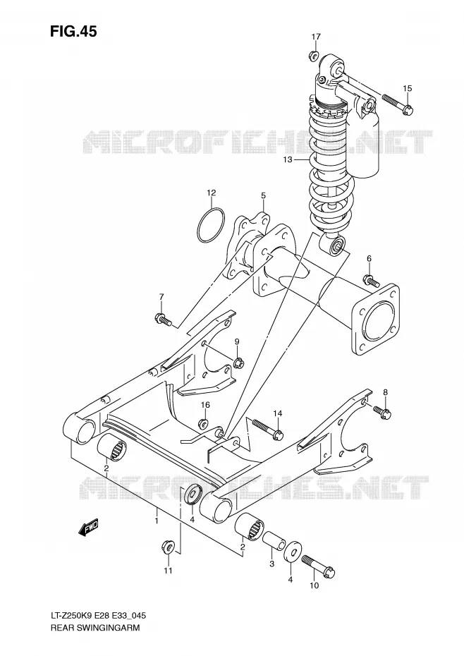 SWINGARM Suzuki QUAD 250 QUADSPORT 2009  LT-Z250K9(E28/E33)