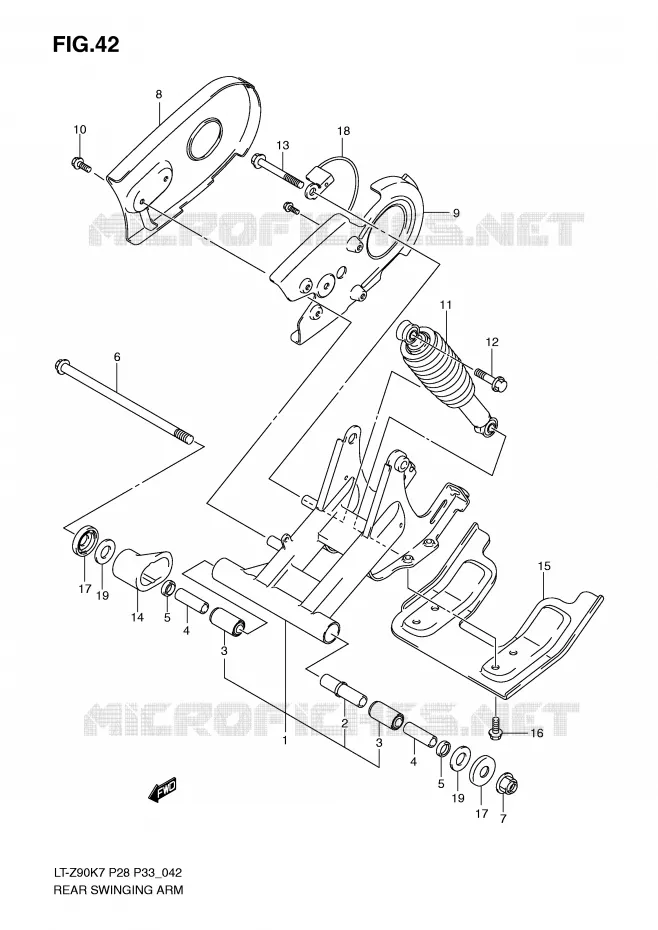 SWINGARM Suzuki QUAD 90 QUADSPORT 2008  LT-Z90K8(P28/P33)