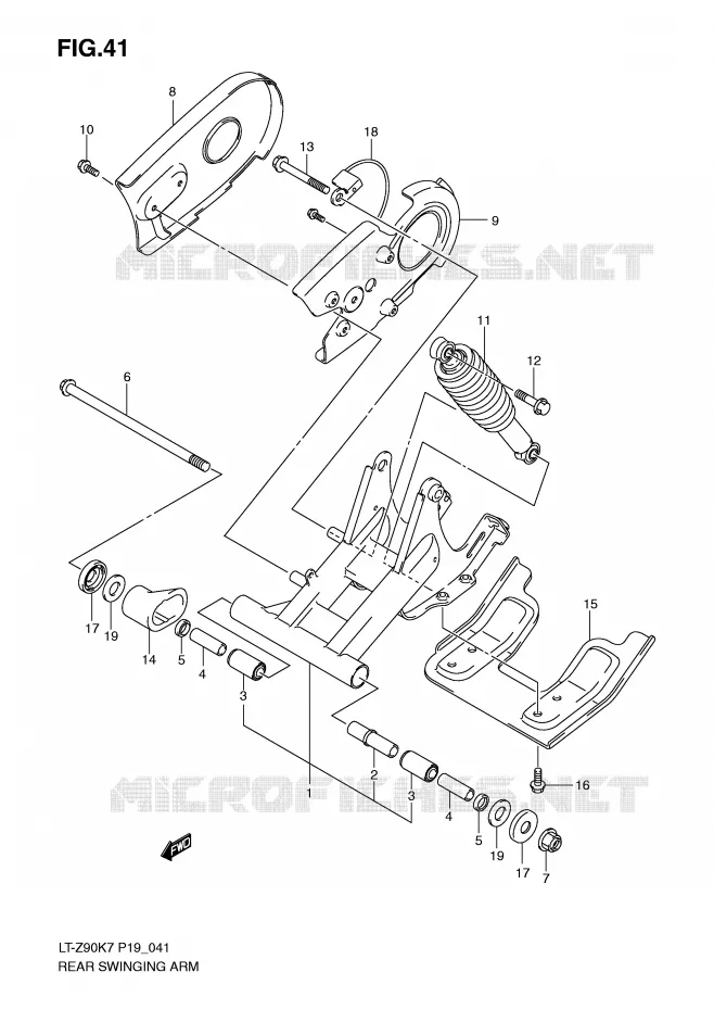SWINGARM Suzuki QUAD 90 QUADSPORT 2009  LT-Z90K9(P19)