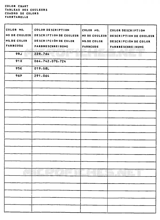* CHARTE COULEUR * Suzuki MOTO 50 RG 1988  RG50J(D/E/F/1/G/J/K)