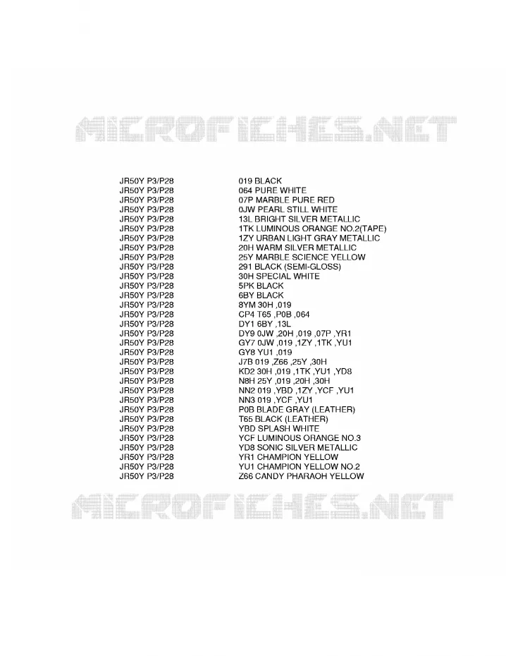 * CHARTE COULEUR * Suzuki MOTO 50 JR 2004  JR50K4(P3/P28)