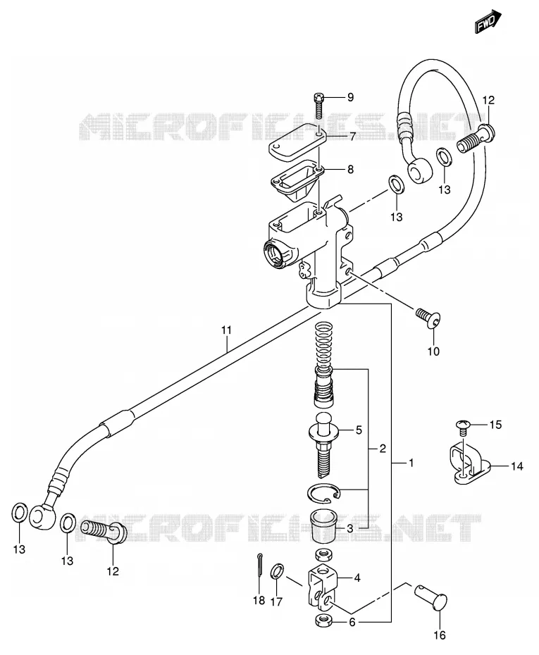 ACHTER HOOFDREMCILINDER (MODELE K5/K6) Suzuki MOTO 250 RM 2001  RM250K1(E3/E28)