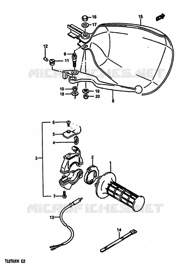 RIGHT SWITCH - HANDGREEP (MODELE K E21,E24) Suzuki MOTO 250 TS-X 1989  TS250XK(E/G/H/J/K)