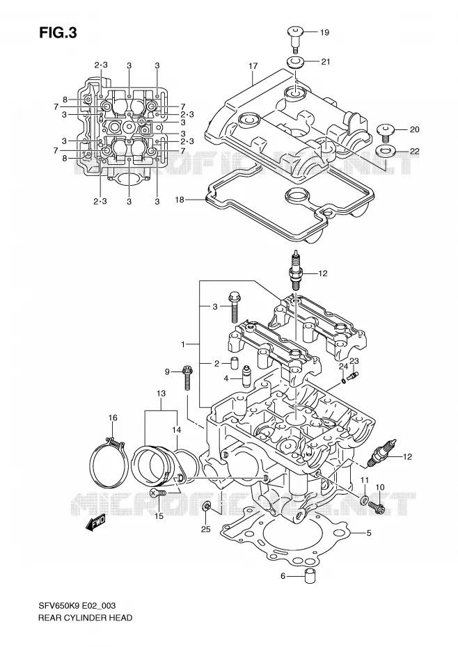 ACHTER CILINDERKOP Suzuki MOTO 650 GLADIUS 2010  SFV650L0(E2)
