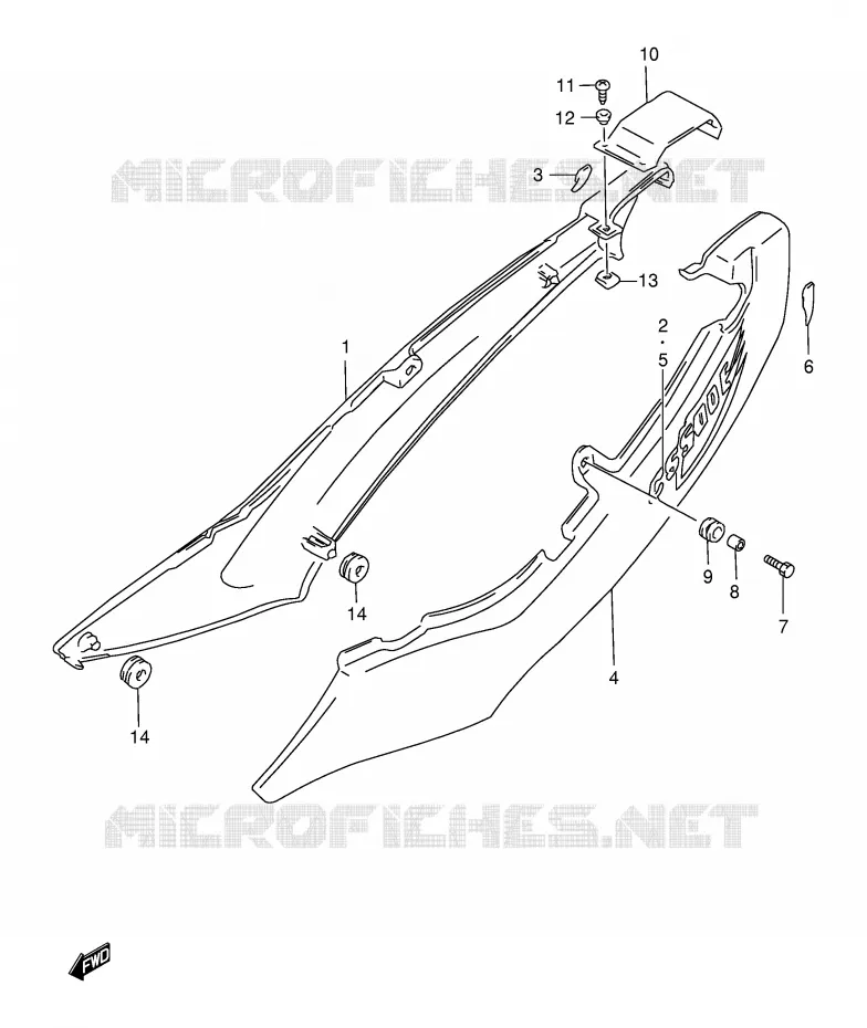 ACHTER KUIP  (MODELE V) Suzuki MOTO 500 GS-E 2000  GS500EY(E2)