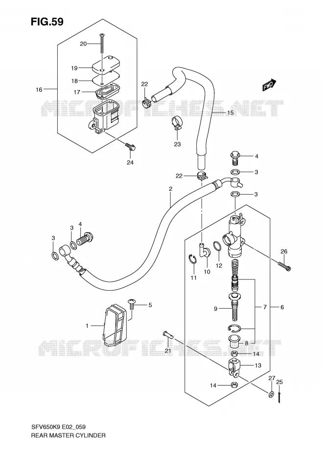 ACHTER hoofdremcilinder (SFV650K9/UK9/L0/UL0) Suzuki MOTO 650 GLADIUS 2010  SFV650L0(E2)