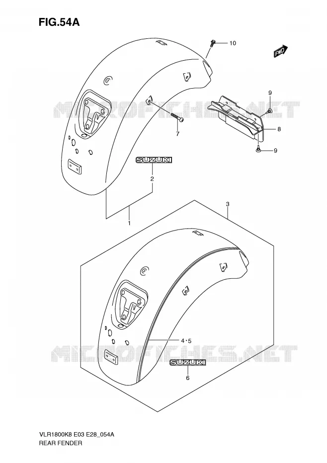 ACHTERSPATBORD (MODEL K9) Suzuki MOTO 1800 BOULEVARD 2009  VLR1800K9(E3/E28)
