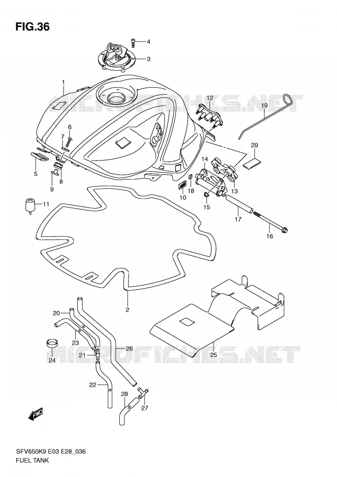 BENZINETANK (MODEL K9) Suzuki MOTO 650 GLADIUS 2010  SFV650AL0(E3/E28)