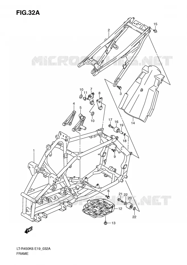 FRAME (MODEL K9) Suzuki QUAD 450 QUADRACER 2008  LT-R450ZK8(E19)