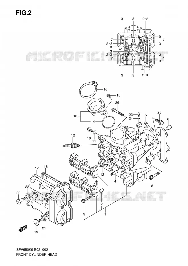FRONT CILINDERKOP Suzuki MOTO 650 GLADIUS 2010  SFV650UAL0(E2)