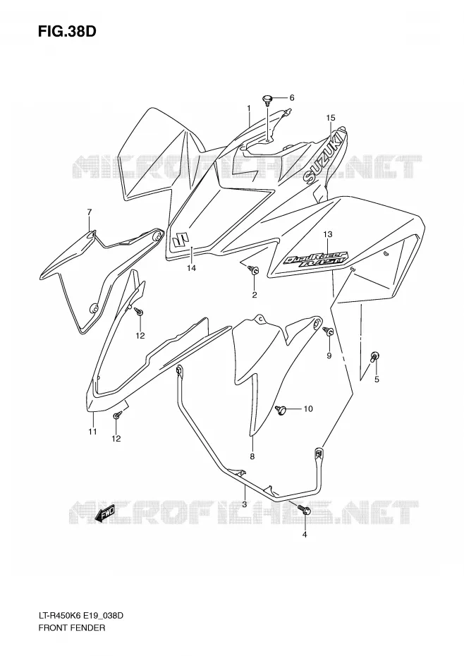 FRONT FENDER (LT-R450K9) Suzuki QUAD 450 QUADRACER 2006  LT-R450K6(E19)