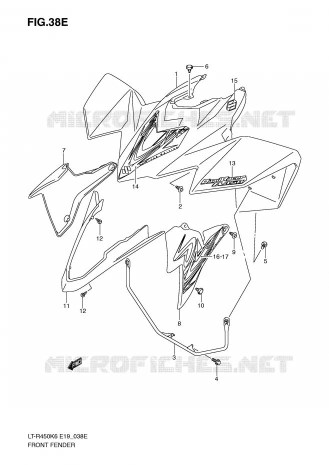 FRONT FENDER (LT-R450ZK9) Suzuki QUAD 450 QUADRACER 2006  LT-R450K6(E19)