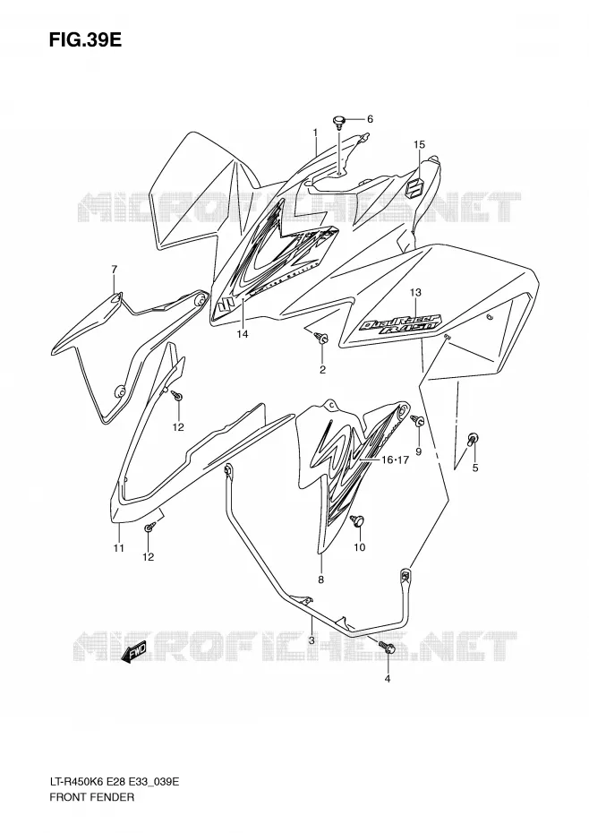 FRONT FENDER (LT-R450ZK9) Suzuki QUAD 450 QUADRACER 2010  LT-R450L0(E28/E33)