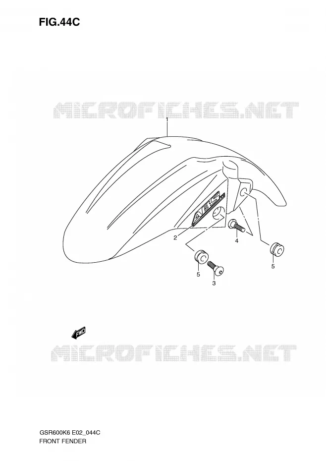 FRONT FENDER (MODEL K9) Suzuki MOTO 600 GSR 2007  GSR600AK7(E2)