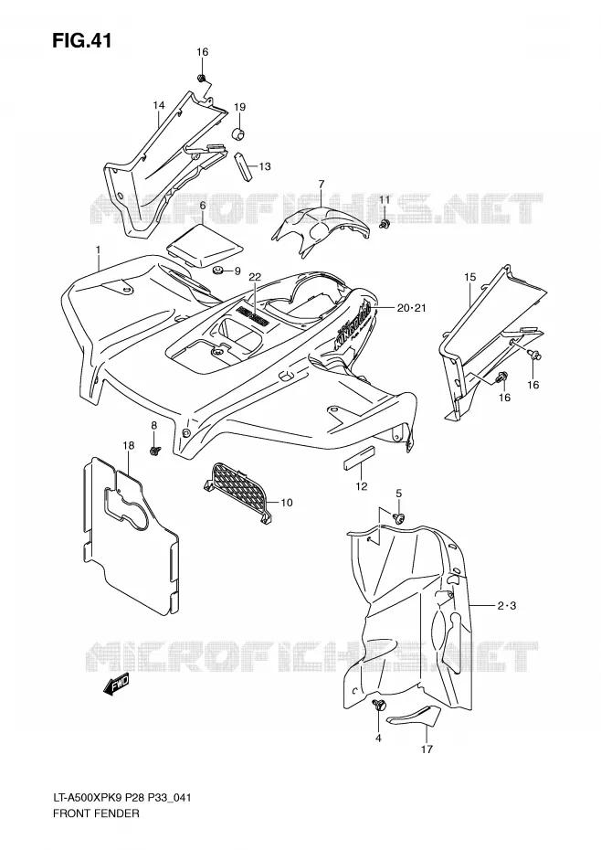 FRONT FENDER (MODEL K9) Suzuki QUAD 500 KINGQUAD 2010  LT-A500XPL0(P28/P33)