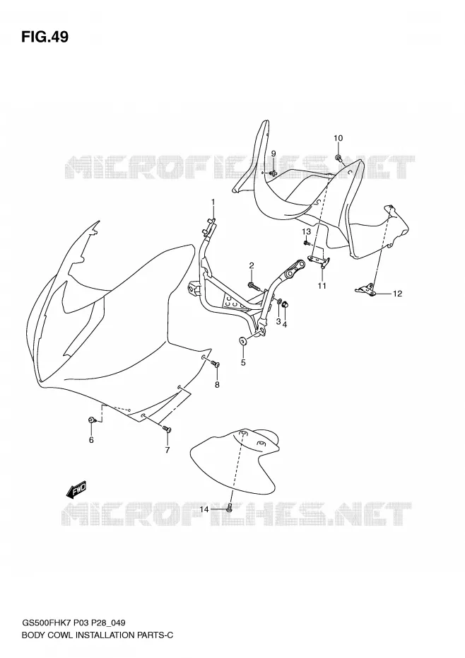 FRONT KUIP VERBLIJF  (WITH COWLING) Suzuki MOTO 500 GS-E 2007  GS500HK7(P3)