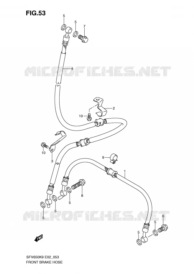 FRONT REMSLANG (SFV650K9/UK9/L0/UL0) Suzuki MOTO 650 GLADIUS 2010  SFV650AL0(E2)