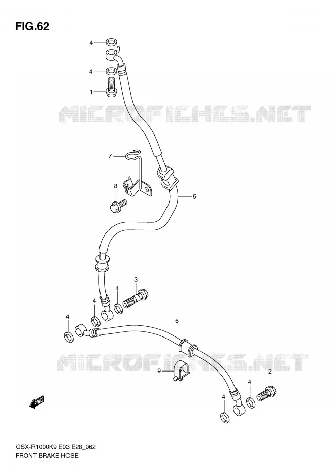 FRONT REMSLANG Suzuki MOTO 1000 GSX-R 2009  GSX-R1000K9(E3/E28)