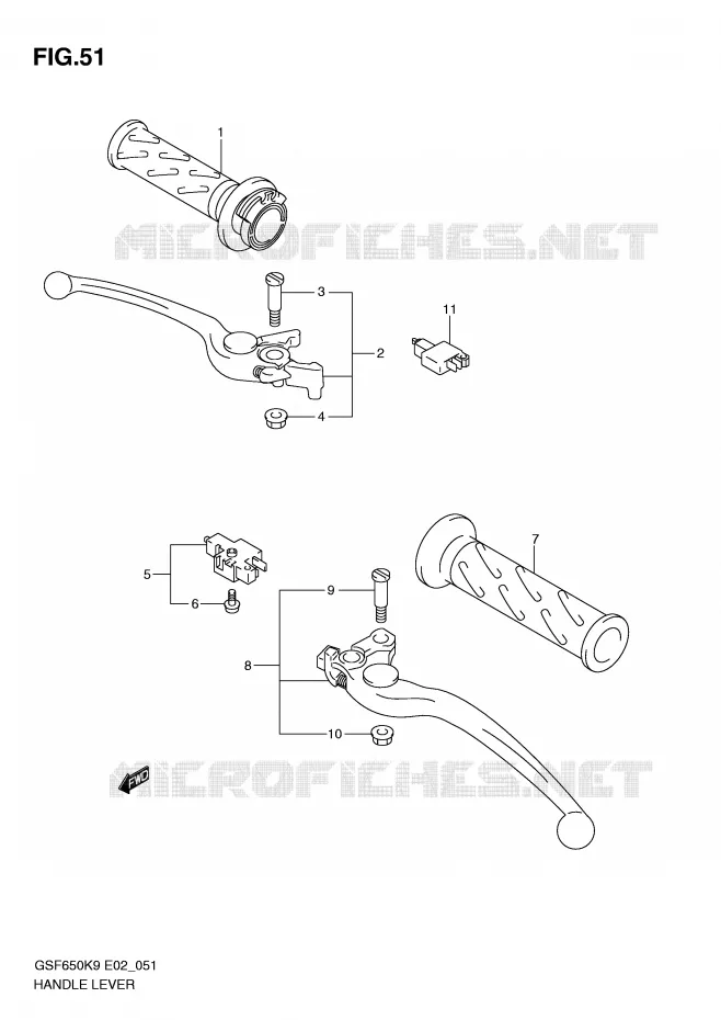 HANDGRIPS - LEVERS Suzuki MOTO 650 BANDIT 2010  GSF650SAL0(E2)