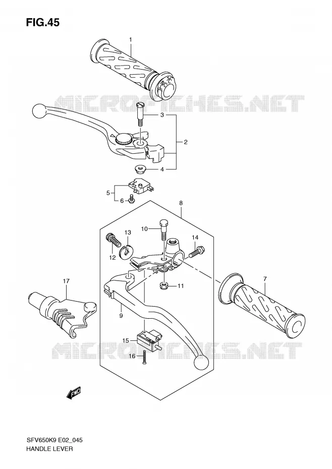 HANDGRIPS - LEVERS Suzuki MOTO 650 GLADIUS 2009  SFV650K9(E2)