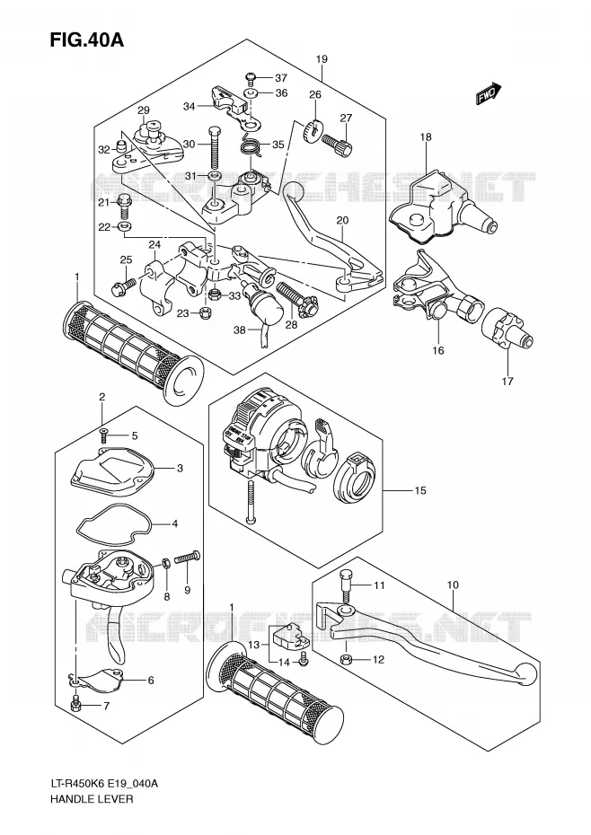 HEFBOMEN - HANDGRIPS (MODEL K9/L0) Suzuki QUAD 450 QUADRACER 2008  LT-R450K8(E19)