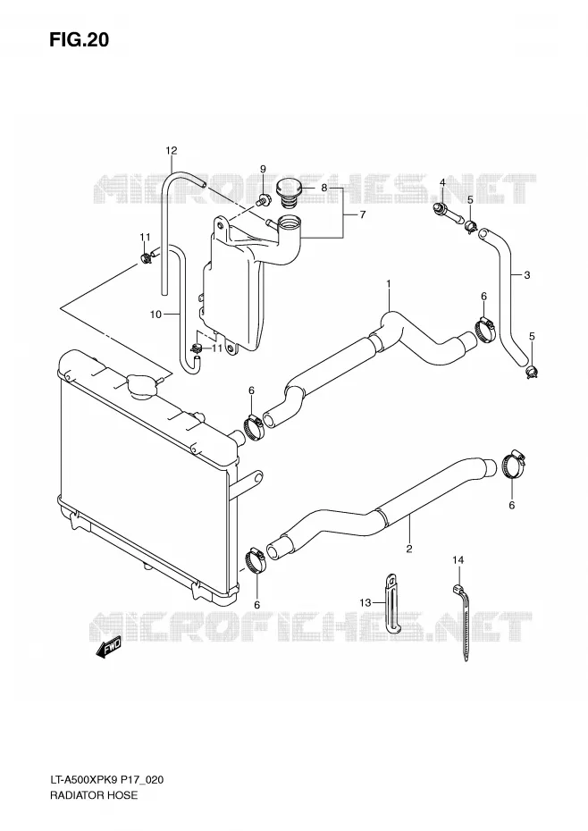 RADIATOR SLANG Suzuki QUAD 500 VINSON 2009  LT-A500XPZK9(P17)