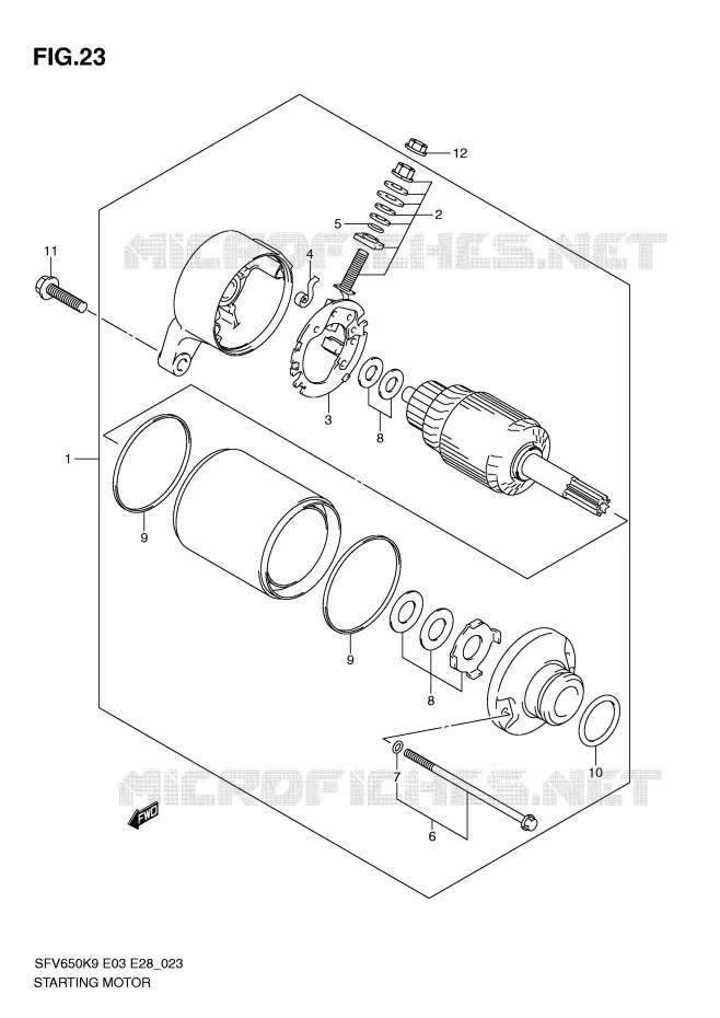 STARTMOTOR (SFV650K9) Suzuki MOTO 650 GLADIUS 2010  SFV650L0(E3/E28)