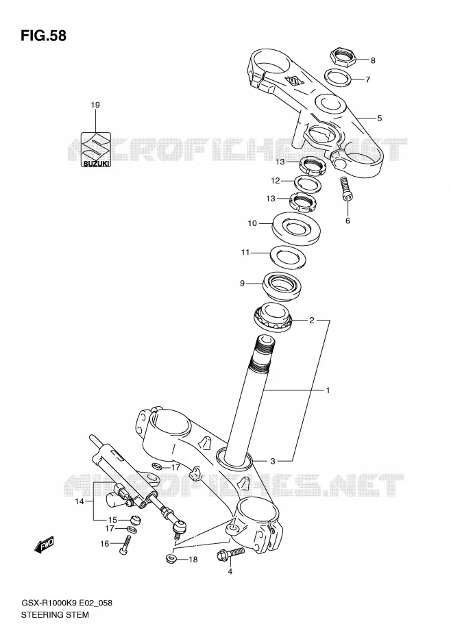 STUURKOLOM Suzuki MOTO 1000 GSX-R 2010  GSX-R1000ZUFL0(E2)