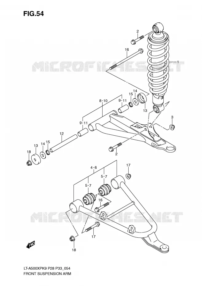 VOORWIELOPHANGING ARM Suzuki QUAD 500 VINSON 2009  LT-A500XPK9(P28/P33)