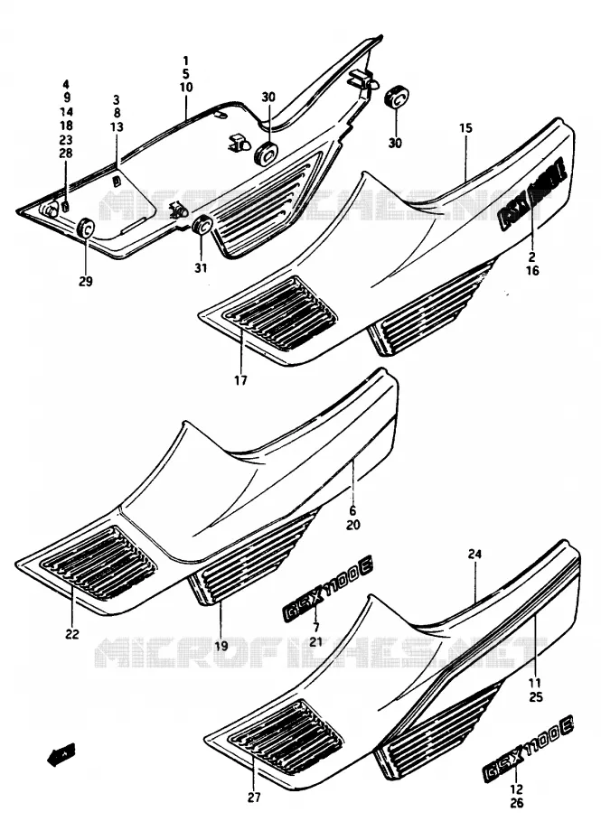 ACHTER KUIP  (GSX1100EE/EF/EG) Suzuki MOTO 1150 GS 1985  GS1150ESF(E/F/G)