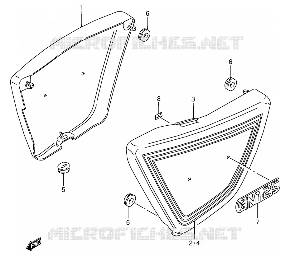 ACHTER KUIP  (MODELE D/K/M/N/R) Suzuki MOTO 125 GN 1982  GN125EZ(E1)