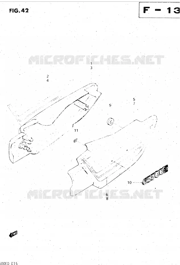 ACHTER KUIP  (MODELE D) Suzuki MOTO 500 GS-E 1982  GS500EZ(Z/D)